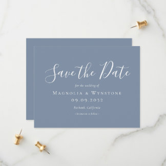 Save The Date Mariage bleu Dusty moderne Enregistrer la date