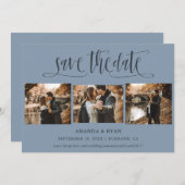 Save The Date Mariage bleu Dusty moderne Photo Enregistrer la da (Devant / Derrière)