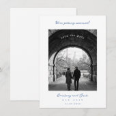 Save The Date Mariage Bleu Enregistrer la Date (Devant / Derrière)