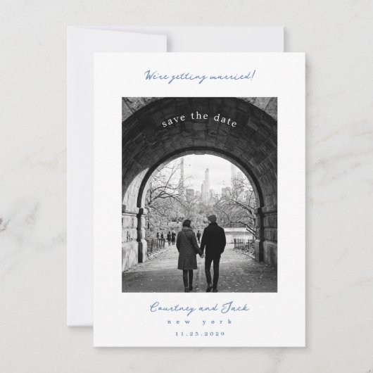Save The Date Mariage Bleu Enregistrer la Date (Devant)