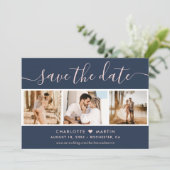 Save The Date Mariage bleu et bleu marine moderne 4 Photo (Debout devant)