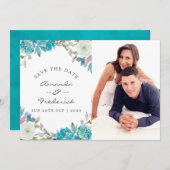 Save The Date Mariage bleu et turquoise Dusty Enregistrer la dat (Devant / Derrière)