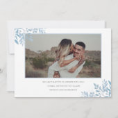 Save The Date Mariage bleu Eucalyptus Gras Texte et photo (Dos)