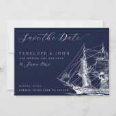 Save The Date Mariage bleu marine classique (Devant)