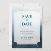 Save The Date Mariage Bleu Moderne (Devant)