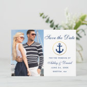 Save The Date Mariage Bleu Nautique Enregistrer La Date Photo W (Debout devant)