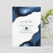 Save The Date Mariage Bleu Nuit et Agate Argent (Debout devant)