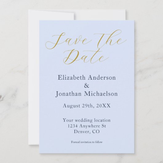Save The Date Mariage bleu opulent (Devant)