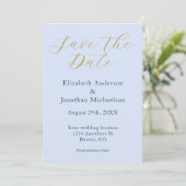 Save The Date Mariage bleu opulent (Debout devant)