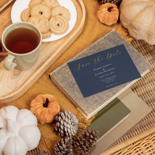 Save The Date Mariage bleu opulent