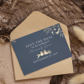 Save The Date Mariage bleu or et marine