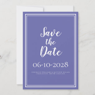 Save The Date Mariage Bleu Pervenche Blanc Moderne Simple Écritu