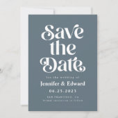 Save The Date Mariage bleu rétro (Devant)
