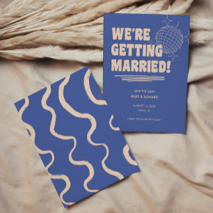 Save The Date Mariage Bleu Rétro Gras "Nous nous marions"