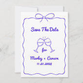 Save The Date Mariage bleu royal à main lunaire (Devant)