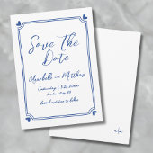Save The Date Mariage bleu simple à main