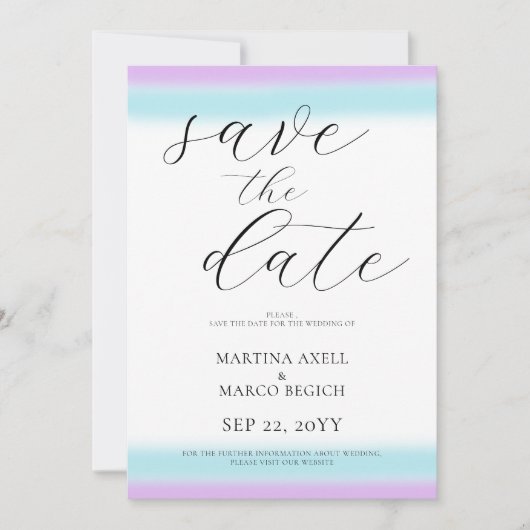 Save The Date Mariage bleu violet Enregistrer la date (Devant)