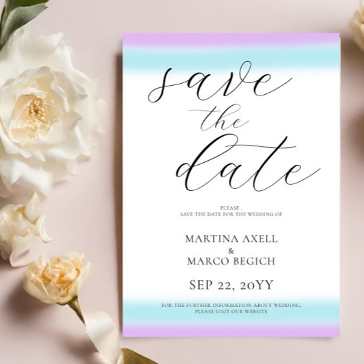 Save The Date Mariage bleu violet Enregistrer la date