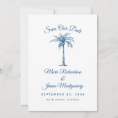 Save The Date Mariage Blue Beach moderne Sauvez la date (Devant)