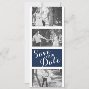 Save The Date Mariage Blue Gold de la Marine moderne Photo Enreg