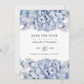 Save The Date Mariage Blue Hydrangeas (Devant / Derrière)