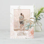 Save The Date Mariage Bohème Aérien Herbe des Pampas Pêche Clair (Debout devant)