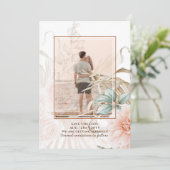 Save The Date Mariage Bohème Aérien Herbe des Pampas Pêche Clair (Debout devant)