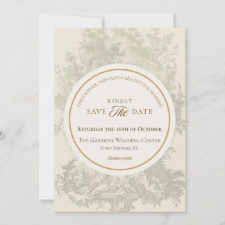 Save The Date Mariage Bohème Antique Vert Sauge & Crème