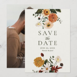 Save The Date Mariage Bohème aux Fleurs Sauvages d'Automne