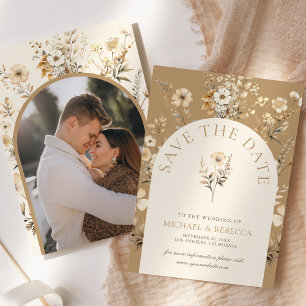 Save The Date Mariage Bohème aux Fleurs Sauvages d'Automne