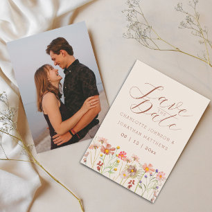 Save The Date Mariage Bohème Champêtre de Fleurs Sauvages Automn