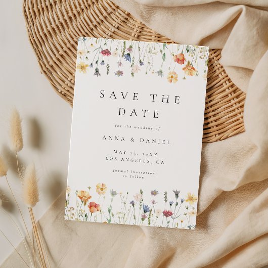 Save The Date Mariage Bohème Chic aux Fleurs Sauvages
