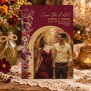 Save The Date Mariage Bohème Chic Fleurs Sauvages Arche Photo de