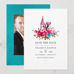 Save The Date Mariage Bohème Chic Floral Dégustation de Vin Phot