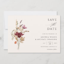 Mariage Bohème Élégant de Fleurs Sauvages d'Automn