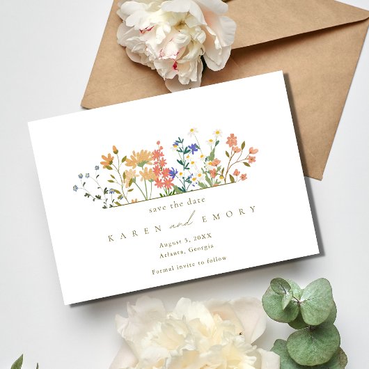 Save The Date Mariage Bohème Fleur de Champ d'Été