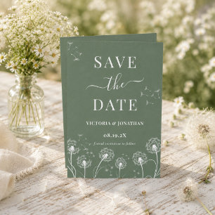 Save The Date Mariage Bohème Fleur Sauvage Verte