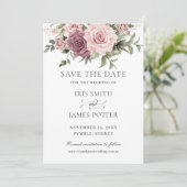 Save The Date Mariage Bohème Fleurie de Cinnamon Rose et de Verd (Debout devant)