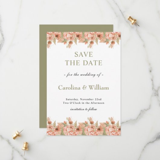Save The Date Mariage Bohème Floral (Devant/Arrière en situation)