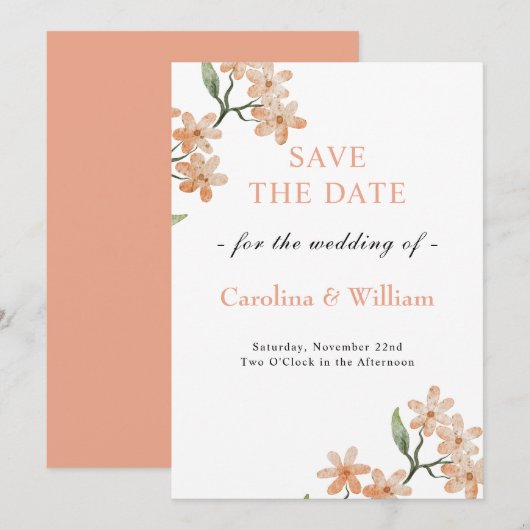 Save The Date Mariage Bohème Floral (Devant / Derrière)