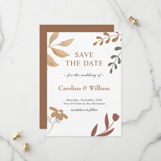 Save The Date Mariage Bohème Floral (Devant/Arrière en situation)