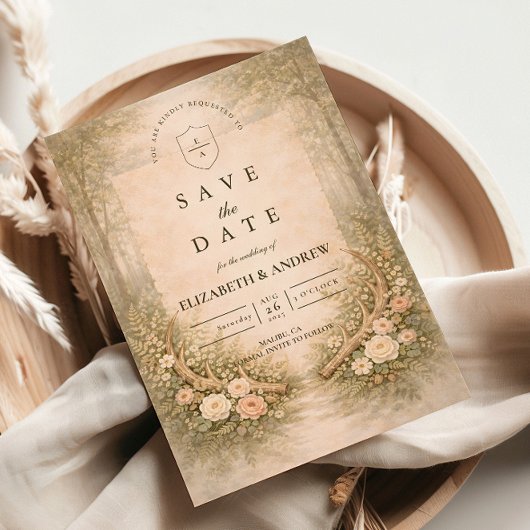 Save The Date Mariage Bohème Floral de Bois de Cerf
