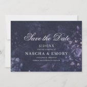 Save The Date Mariage Bohème Floral Élégant Gothique Foncé Viole (Devant)