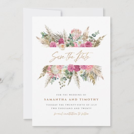 Save The Date Mariage Bohème Floral Enregistrez La Date (Devant)