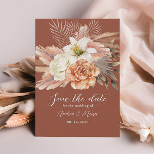 Save The Date Mariage Bohème Floral Rustique en Terracotta