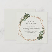 Save The Date Mariage Bohème Géométrique Moderne avec Feuillage (Devant / Derrière)