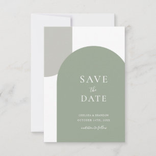 Save The Date Mariage Bohème Minimaliste Vert Sauge Arche Écritu