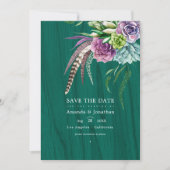 Save The Date Mariage Bohème Mystique Rustique avec Succulentes (Devant)