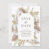 Save The Date Mariage Bohème Pampas Orchidée Blanche Palmier Séc (Devant)