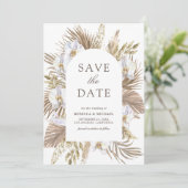Save The Date Mariage Bohème Pampas Orchidée Blanche Palmier Séc (Debout devant)